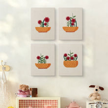 Load image into Gallery viewer, Punch Needle Kits (4 pieces) with frames - Floral Basket