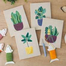 Load image into Gallery viewer, Punch Needle Kits (4 pieces) with frames - Sunny Plant Vibes