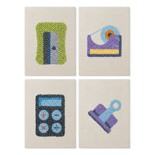 Load image into Gallery viewer, Punch Needle Kits (4 pieces) with frames - Cute Stationery 2 Figured'Art