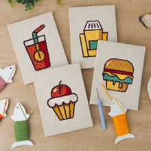 Load image into Gallery viewer, Punch Needle Kits (4 pieces) with frames - Fast Food Fun