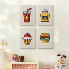 Load image into Gallery viewer, Punch Needle Kits (4 pieces) with frames - Fast Food Fun
