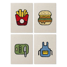 Load image into Gallery viewer, Punch Needle Kits (4 pieces) with frames - Kitchen &amp; Snacks Set Figured'Art