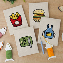Load image into Gallery viewer, Punch Needle Kits (4 pieces) with frames - Kitchen &amp; Snacks Set