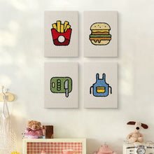 Load image into Gallery viewer, Punch Needle Kits (4 pieces) with frames - Kitchen &amp; Snacks Set