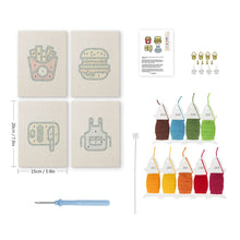 Load image into Gallery viewer, Punch Needle Kits (4 pieces) with frames - Kitchen &amp; Snacks Set