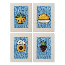 Load image into Gallery viewer, Punch Needle Kits (4 pieces) with frames - Snack Time 2 Figured'Art