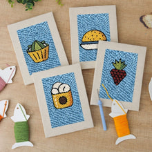 Load image into Gallery viewer, Punch Needle Kits (4 pieces) with frames - Snack Time 2