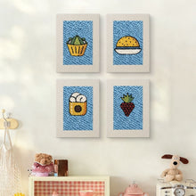 Load image into Gallery viewer, Punch Needle Kits (4 pieces) with frames - Snack Time 2