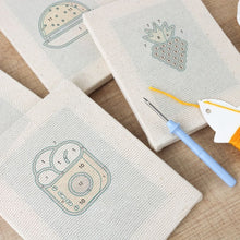 Load image into Gallery viewer, Punch Needle Kits (4 pieces) with frames - Snack Time 2
