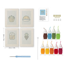 Load image into Gallery viewer, Punch Needle Kits (4 pieces) with frames - Snack Time 2