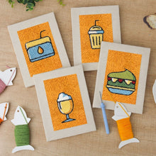 Load image into Gallery viewer, Punch Needle Kits (4 pieces) with frames - Drinks &amp; Bites