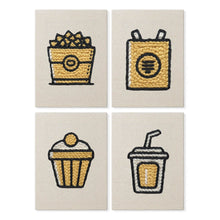 Load image into Gallery viewer, Punch Needle Kits (4 pieces) with frames - Everyday Snacks Figured'Art