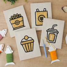 Load image into Gallery viewer, Punch Needle Kits (4 pieces) with frames - Everyday Snacks