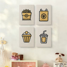 Load image into Gallery viewer, Punch Needle Kits (4 pieces) with frames - Everyday Snacks