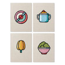 Load image into Gallery viewer, Punch Needle Kits (4 pieces) with frames - Mini Food Icons Figured'Art