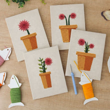 Load image into Gallery viewer, Punch Needle Kits (4 pieces) with frames - Blooming Mini Pots 1