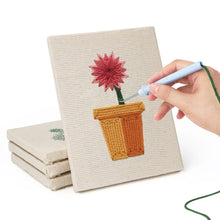Load image into Gallery viewer, Punch Needle Kits (4 pieces) with frames - Blooming Mini Pots 1