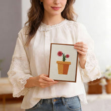 Load image into Gallery viewer, Punch Needle Kits (4 pieces) with frames - Blooming Mini Pots 1