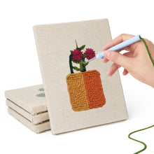 Load image into Gallery viewer, Punch Needle Kits (4 pieces) with frames - Blooming Mini Pots 2