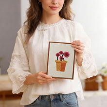 Load image into Gallery viewer, Punch Needle Kits (4 pieces) with frames - Blooming Mini Pots 3