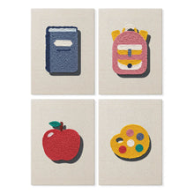 Load image into Gallery viewer, Punch Needle Kits (4 pieces) with frames - Back to School 1 Figured'Art