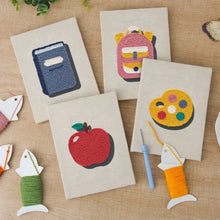 Load image into Gallery viewer, Punch Needle Kits (4 pieces) with frames - Back to School 1