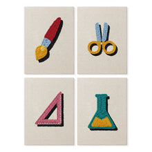 Load image into Gallery viewer, Punch Needle Kits (4 pieces) with frames - Back to School 2 Figured'Art