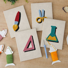 Load image into Gallery viewer, Punch Needle Kits (4 pieces) with frames - Back to School 2