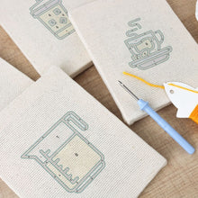 Load image into Gallery viewer, Punch Needle Kits (4 pieces) with frames - Coffee and Tea Time