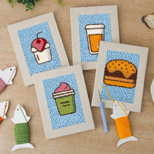 Load image into Gallery viewer, Punch Needle Kits (4 pieces) with frames - Foodie Favorites