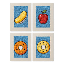 Load image into Gallery viewer, Punch Needle Kits (4 pieces) with frames - Fruit and Sweets Figured'Art