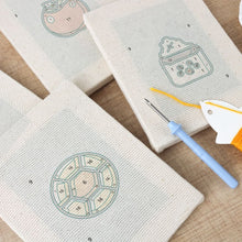 Load image into Gallery viewer, Punch Needle Kits (4 pieces) with frames - Breakfast Treats 1