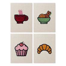 Load image into Gallery viewer, Punch Needle Kits (4 pieces) with frames - Breakfast Treats 2 Figured'Art