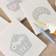 Load image into Gallery viewer, Punch Needle Kits (4 pieces) with frames - Breakfast Treats 2