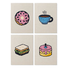 Load image into Gallery viewer, Punch Needle Kits (4 pieces) with frames - Breakfast Treats 3 Figured'Art