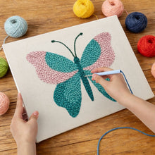 Load image into Gallery viewer, Punch Needle Kit with frame - Azure Butterfly