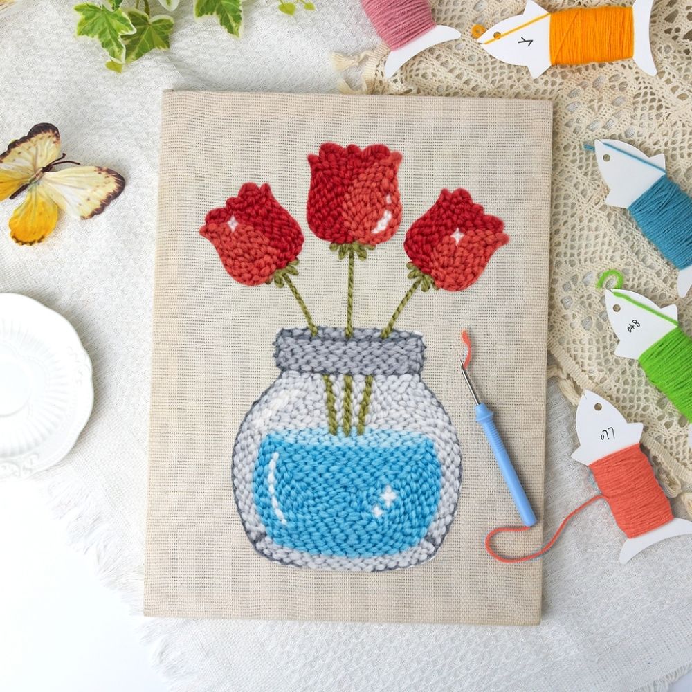 Punch Needle Kit with frame - Jar of Tulips – Figured'Art
