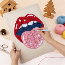 Load image into Gallery viewer, Punch Needle Kit with frame - Electric Lips