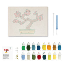 Load image into Gallery viewer, Punch Needle Kit with frame - Cherry Blossom Bonsai