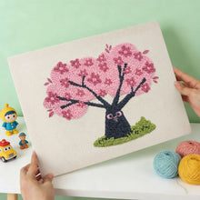 Load image into Gallery viewer, Punch Needle Kit with frame - Cherry Tree with Owls