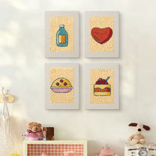 Load image into Gallery viewer, Punch Needle Kits (4 pieces) with frames - Yummy Favorites 2