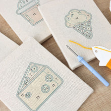 Load image into Gallery viewer, Punch Needle Kits (4 pieces) with frames - Tasty Bites Collection 1