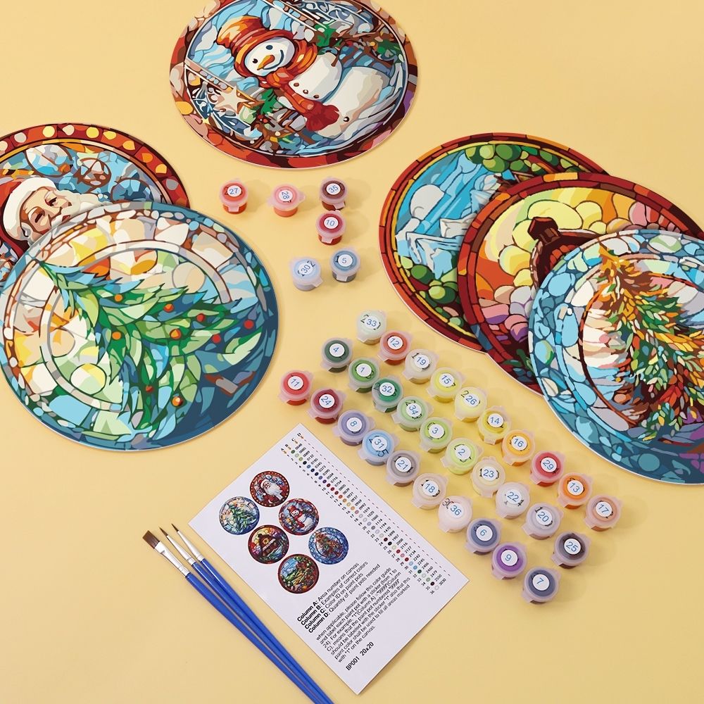 Paint by numbers 8" Placemats (6 pieces) - Creative Christmas Gift