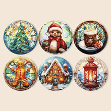 Load image into Gallery viewer, Paint by numbers 8" Placemats (6 pieces) - Gingerbread House, Christmas Tree and Winter Designs