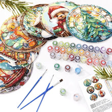 Load image into Gallery viewer, Paint by numbers 8" Placemats (6 pieces) - Gingerbread House, Christmas Tree and Winter Designs