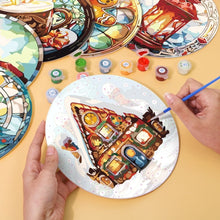 Load image into Gallery viewer, Paint by numbers 8" Placemats (6 pieces) - Gingerbread House, Christmas Tree and Winter Designs