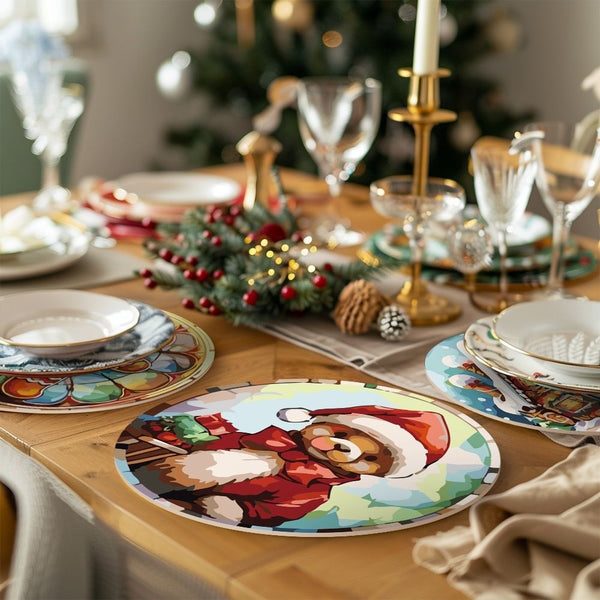 Paint by numbers 8" Placemats (6 pieces) - Gingerbread House, Christmas Tree and Winter Designs