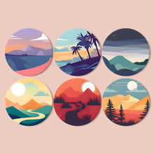 Load image into Gallery viewer, Paint by numbers 8" Placemats (6 pieces) - Nature Vista