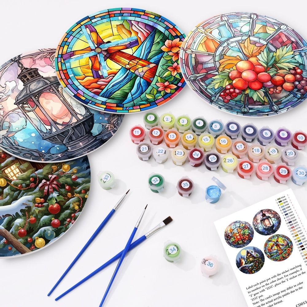 Paint by numbers 8" Placemats (4 pieces) - Holiday and Nature