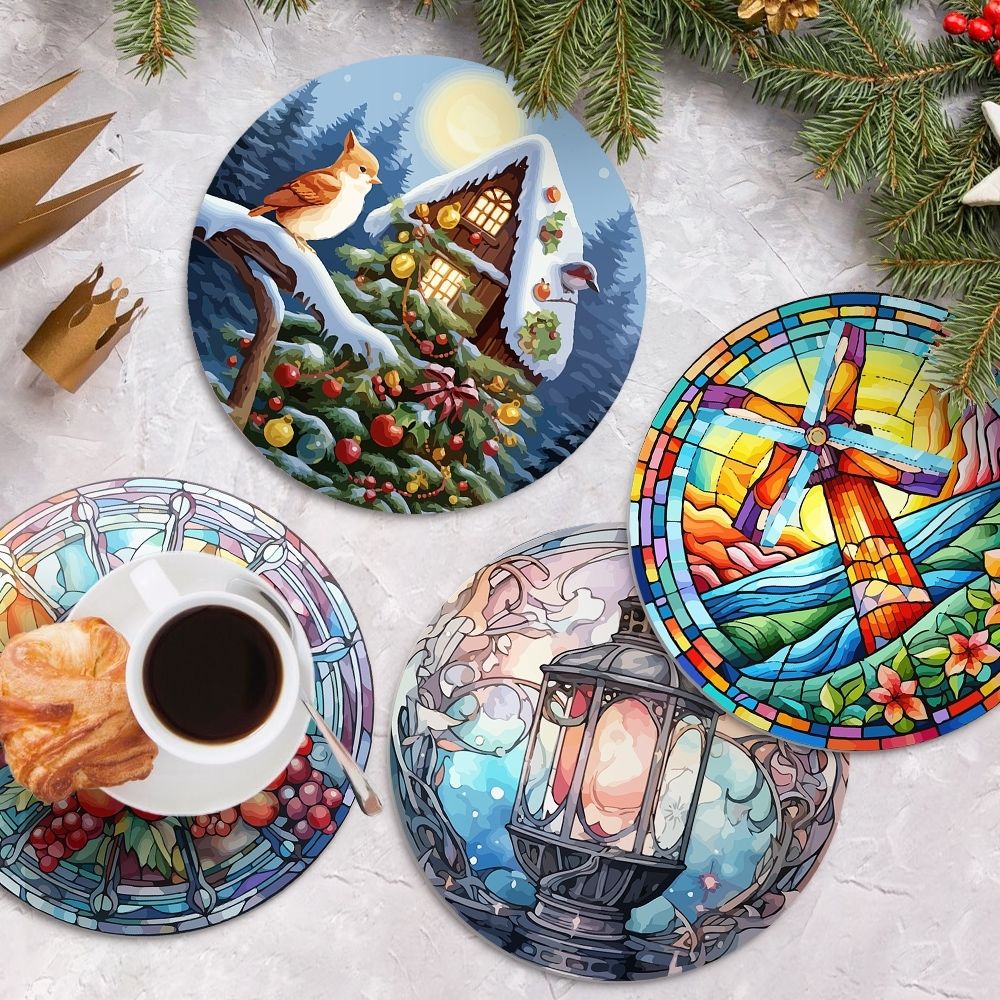 Paint by numbers 8" Placemats (4 pieces) - Holiday and Nature